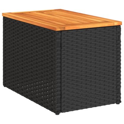 Градински масички 2 бр черни 55x34x37 см полиратан дърво масив