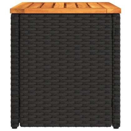 Градински масички 2 бр черни 55x34x37 см полиратан дърво масив