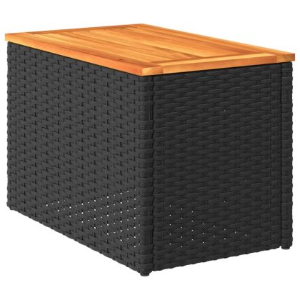 Градински масички 2 бр черни 55x34x37 см полиратан дърво масив