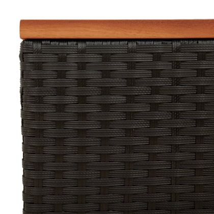 Градински масички 2 бр черни 55x34x37 см полиратан дърво масив