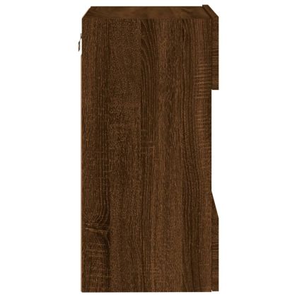 Стенни шкафове с LED светлини за телевизор, 2 бр, кафяв дъб, 40x30x60,5 см