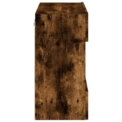 Стенен ТВ шкаф с LED осветление, опушен дъб, 58,5x30x60,5 см