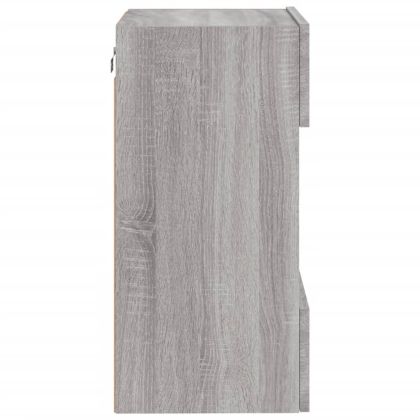 Стенен ТВ шкаф с LED осветление, сив сонома, 40x30x60,5 см