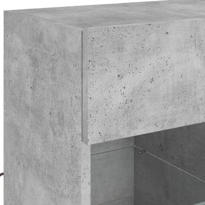 Стенен ТВ шкаф с LED осветление, бетонно сив, 58,5x30x60,5 см