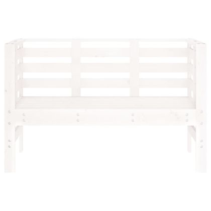 Градинска пейка, бяла, 111,5x53x71 см, борово дърво масив