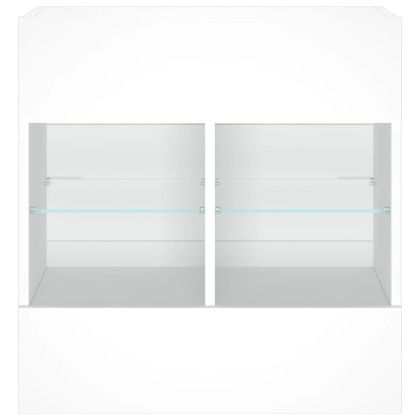 Стенен ТВ шкаф с LED осветление, бял, 58,5x30x60,5 см