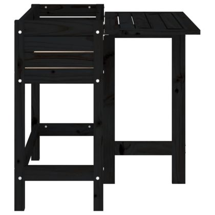 Градинска кашпа със сгъваем плот, черна, масивен бор