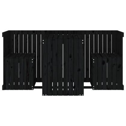 Балконски комплект, 2-местен, черен, бор масив