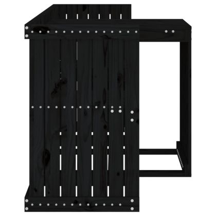 Балконски комплект, 2-местен, черен, бор масив