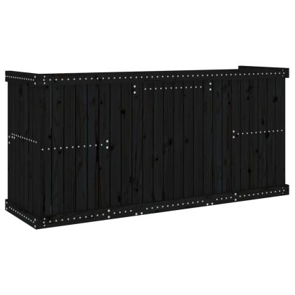 Балконски комплект, 2-местен, черен, бор масив