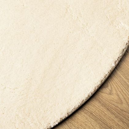 Килим HUARTE с къс косъм, мек и миещ се, кремав, Ø 80 см