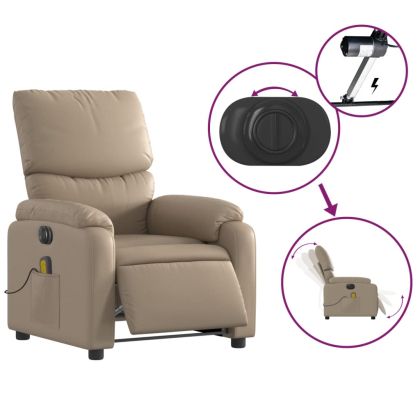 Електрически масажен реклайнер стол, капучино, изкуствена кожа