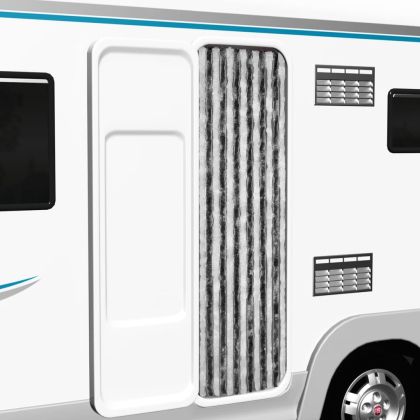 Завеса против насекоми, сиво и бяло, 56x185 см, шенил