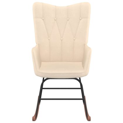 Люлеещ се стол с табуретка, кремав, плат