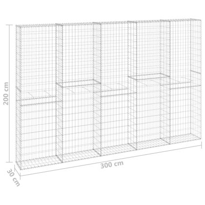 Габионна стена с капаци, поцинкована стомана, 300x30x200 см