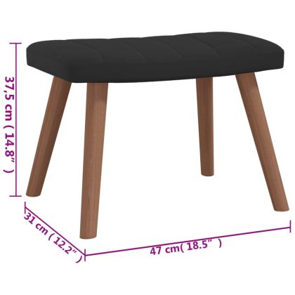 Люлеещ се стол с табуретка, черен, кадифе