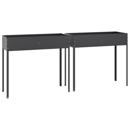 Градински кашпи, 2 бр, антрацит, поцинкована стомана