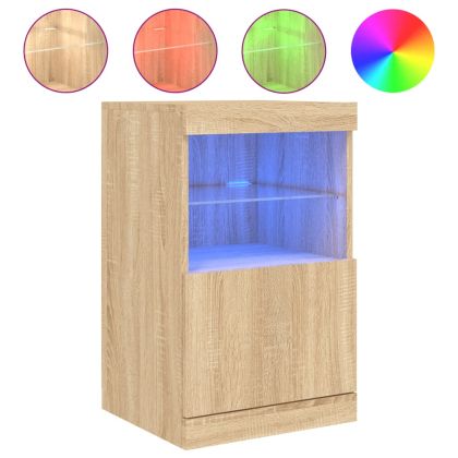 Сайдборд с LED светлини, сонома дъб, 41x37x67 см