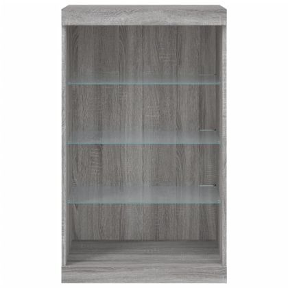 Сайдборд с LED светлини, сив сонома, 60,5x37x100 см