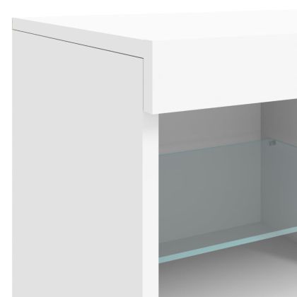 Сайдборд с LED светлини, бял, 81x37x67 см