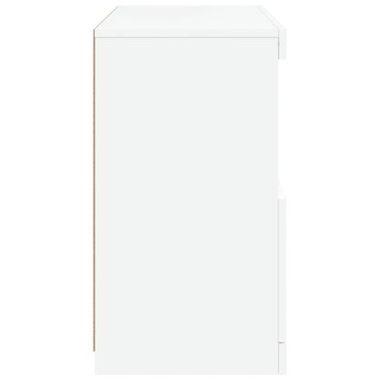 Сайдборд с LED светлини, бял, 60x37x67 см