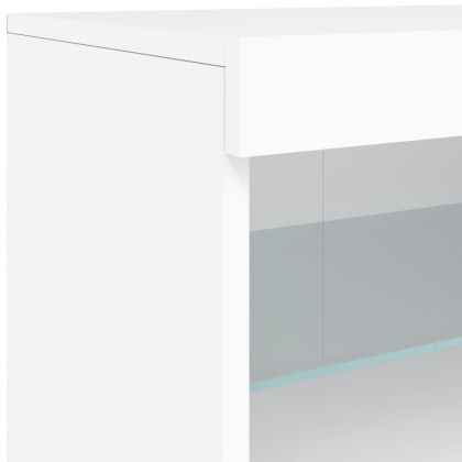 Сайдборд с LED светлини, бял, 60x37x67 см