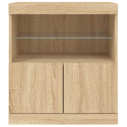 Сайдборд с LED светлини, сонома дъб, 60x37x67 см