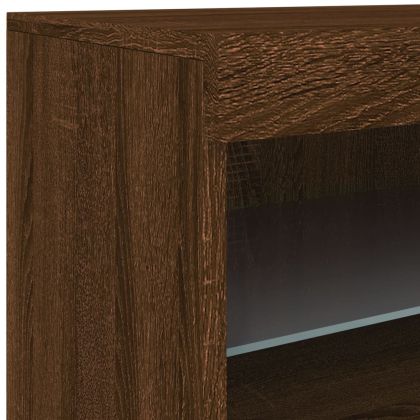 Сайдборд с LED светлини, кафяв дъб, 41x37x67 см