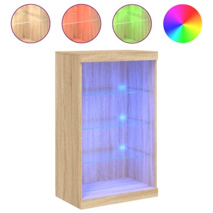 Сайдборд с LED светлини, сонома дъб, 60,5x37x100 см
