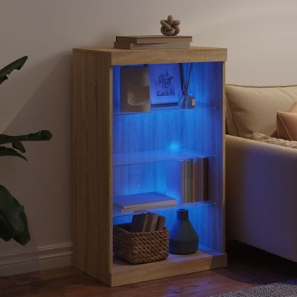 Сайдборд с LED светлини, сонома дъб, 60,5x37x100 см