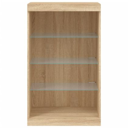 Сайдборд с LED светлини, сонома дъб, 60,5x37x100 см