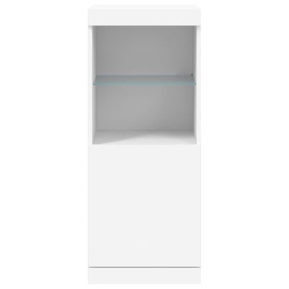 Сайдборд с LED светлини, бял, 41x37x100 см