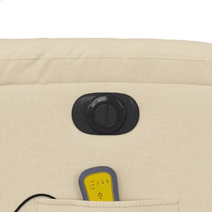 Електрически изправящ масажен реклайнер стол кремав текстил