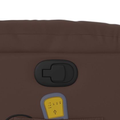 Изправящ масажен реклайнер стол, кафяв, изкуствена кожа