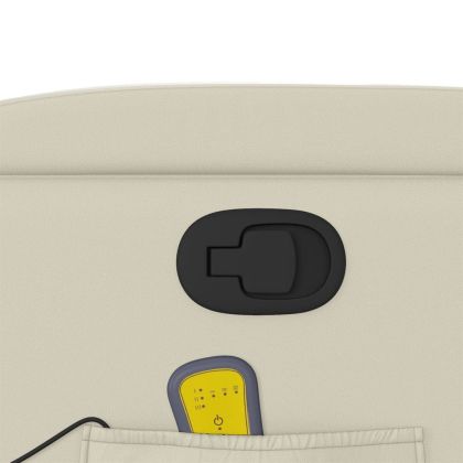 Изправящ масажен реклайнер стол, кремав, изкуствена кожа