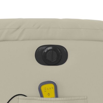 Електрически изправящ масажен реклайнер стол, кремав, еко кожа