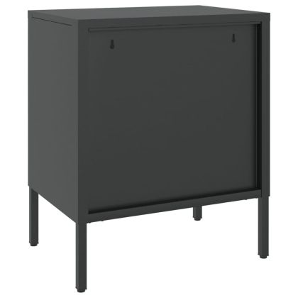 Нощни шкафчета 2 бр черни 50x35x60 см стъкло и стомана