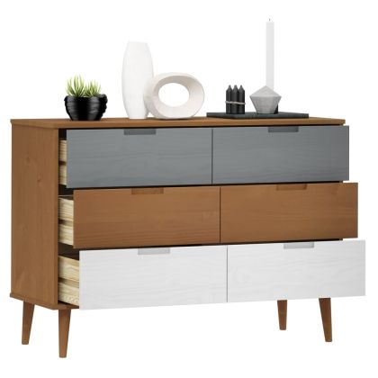 Шкаф с чекмеджета MOLDE, кафяв, 113x40x80 см, бор масив