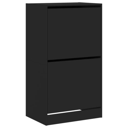 Шкаф за обувки с 2 флип чекмеджета черен 60x42x108 см