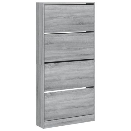 Шкаф за обувки с 4 флип чекмеджета сив сонома 80x21x163,5 см