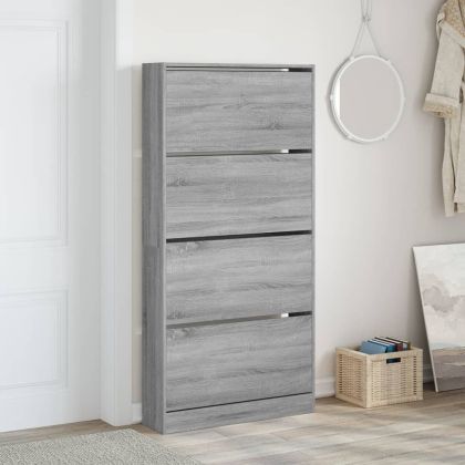 Шкаф за обувки с 4 флип чекмеджета сив сонома 80x21x163,5 см