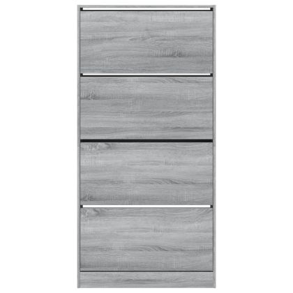 Шкаф за обувки с 4 флип чекмеджета сив сонома 80x21x163,5 см