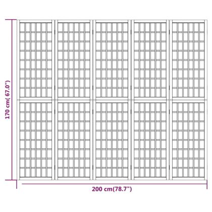 Параван за стая, 5 панела, в японски стил, 200x170 cм