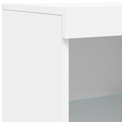 Сайдборд с LED светлини, бял, 41x37x100 см