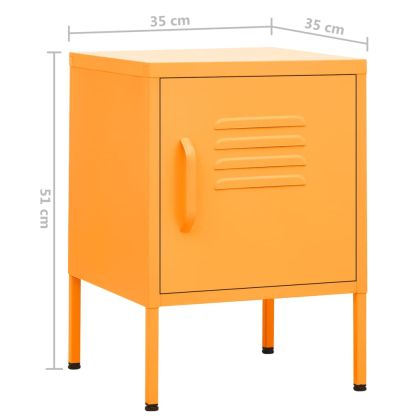 Нощни шкафчета, 2 бр, горчица жълто, 35х35х51 см, стомана