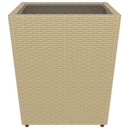 Градински комплект, 5 части, полиратан и закалено стъкло, бежов