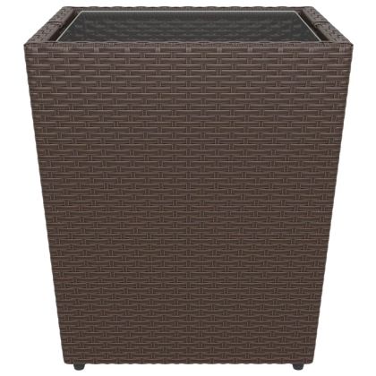 Бистро комплект от 5 части, полиратан и закалено стъкло, кафяв