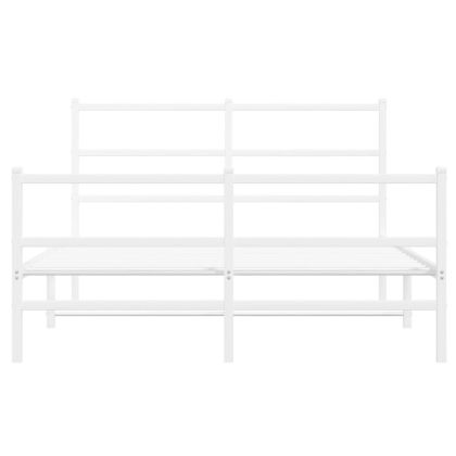 Метална рамка за легло с горна и долна табла, бяла, 135x190 см