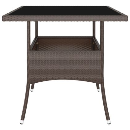 Градински трапезен комплект от 5 части, кафяв, полиратан