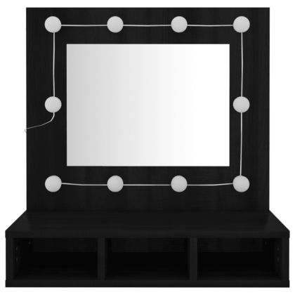Огледален шкаф с LED, черен, 60x31,5x62 см